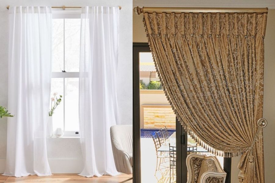 Rèm cửa có họa tiết cầu kỳ và rèm cửa không họa tiết